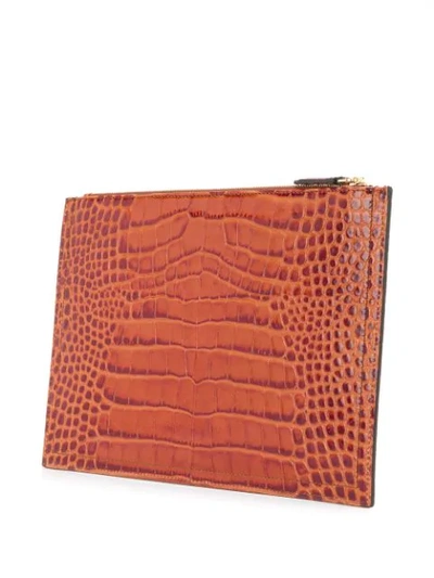 GIVENCHY CROCODILE EMBOSSED POUCH - 棕色