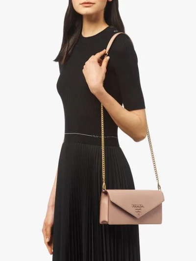 Shop Prada Monochrome Saffiano Shoulder Bag In Neutrals