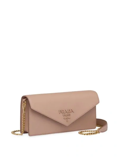 Shop Prada Monochrome Saffiano Shoulder Bag In Neutrals