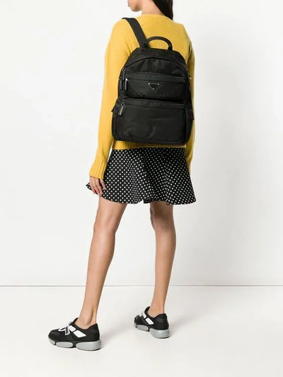 Shop Prada Fabric Backpack In Black