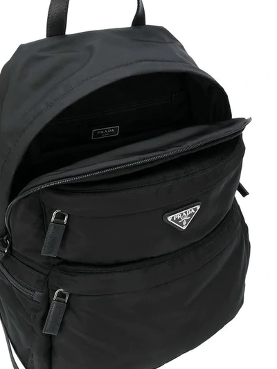 Shop Prada Fabric Backpack In Black