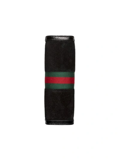 Shop Gucci Black Ophidia Small Suede Shoulder Bag
