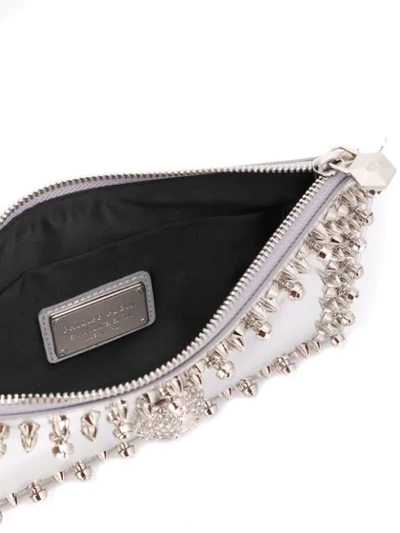 Shop Philipp Plein Crystal Skull Clutch Bag In Silver