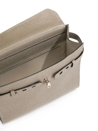 Shop Valextra Grained Crossbody Bag In Neutrals