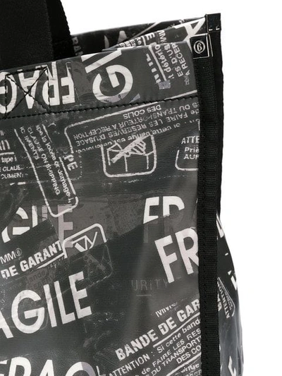 Shop Mm6 Maison Margiela Fragile Print Tote In Black