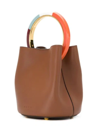 Shop Marni Pannier Tote Bag In Brown