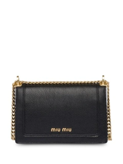 Shop Miu Miu Miu Confidential Madras Leather Bag In Black