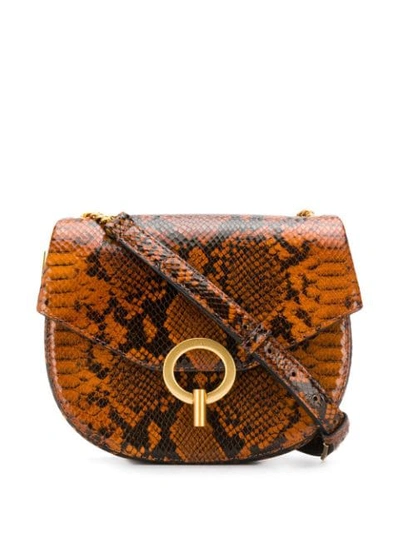 Shop Sandro Pepita Shoulder Bag In E010 Python Camel