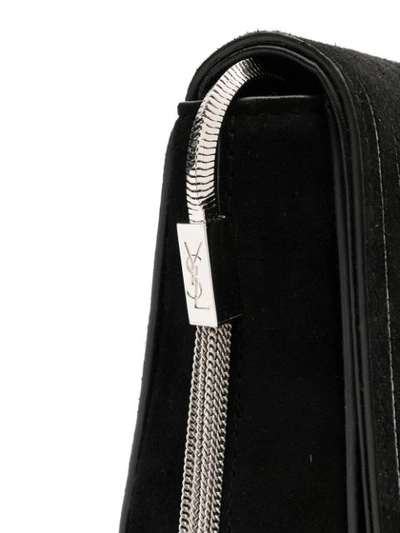 Shop Saint Laurent Foldover Monogram Bag In Black