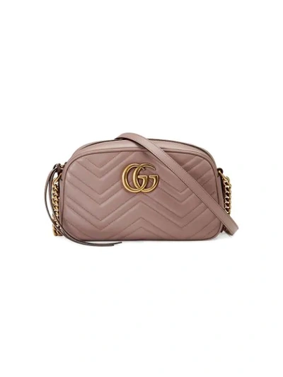 Shop Gucci Nude Gg Marmont Quilted Leather Shoulder Bag In Neutrals