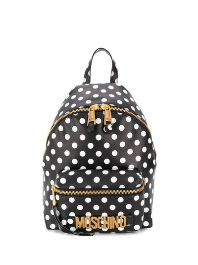 Shop Moschino Polka-dot Backpack In Black