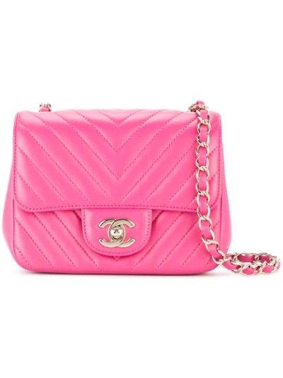 Pre-owned Chanel 2016-2017 V Stitch Shoulder Bag In Pink