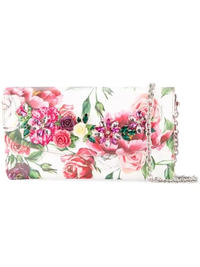 Shop Dolce & Gabbana Peony Print Clutch Bag In Multicolour