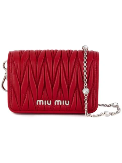 Shop Miu Miu Chain Micro Bag In Red