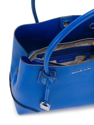 Shop Michael Michael Kors Padlock Tote In Blue