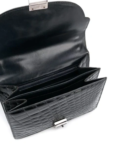 Pre-owned A.n.g.e.l.o. Vintage Cult 1960s Varnished Flap Shoulder Bag In Black