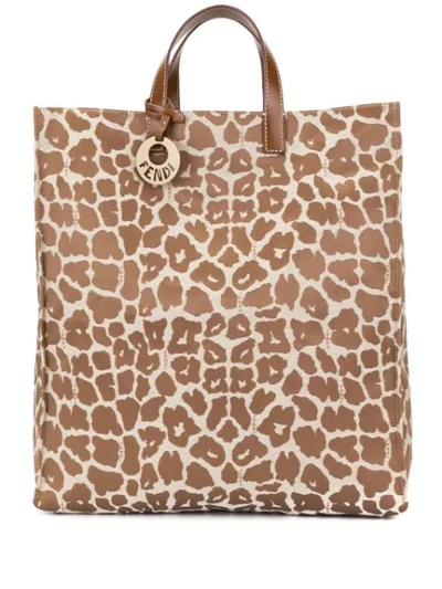 Pre-owned Fendi Leopard Hand Tote Bag In Brown