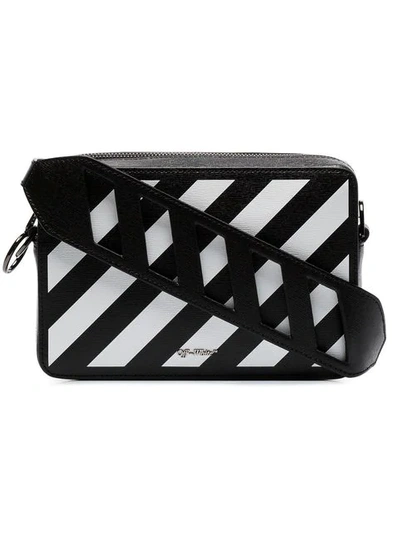OFF-WHITE Small Diagonal White/Black Flap Bag With White Belt