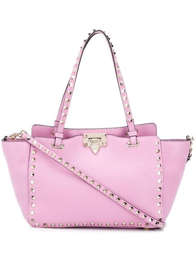 VALENTINO VALENTINO GARAVANI ROCKSTUD SMALL TOTE BAG - 粉色