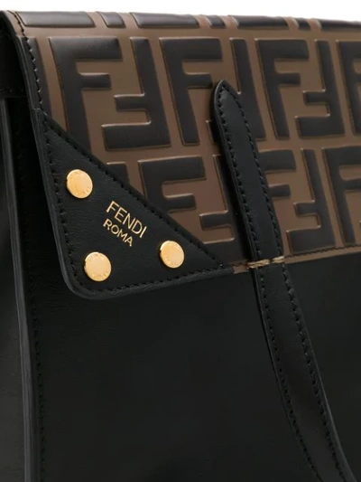 Shop Fendi Embossed Ff Logo Tote In Black