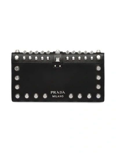 Shop Prada Cahier Studded Mini Bag In Black