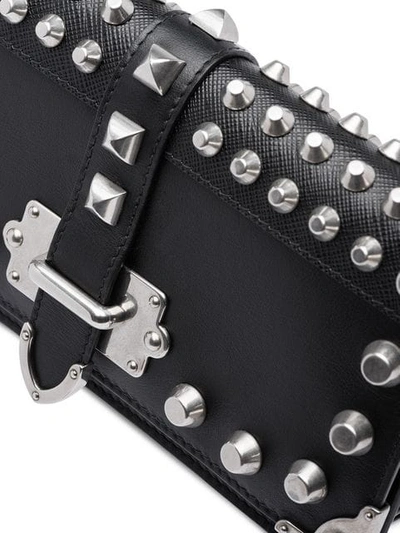 Shop Prada Cahier Studded Mini Bag In Black