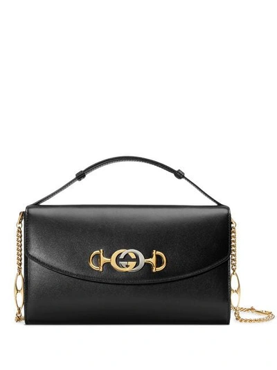 Shop Gucci Zumi Smooth Leather Small Shoulder Bag In Black