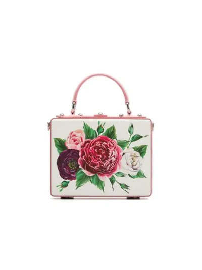 Shop Dolce & Gabbana Cream, Pink And Purple Dauphin Leather Box Bag In Har40 Peonie Fdo Panna