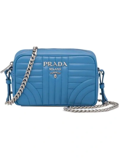 Shop Prada Diagramme Leather Cross-body Bag In Blue