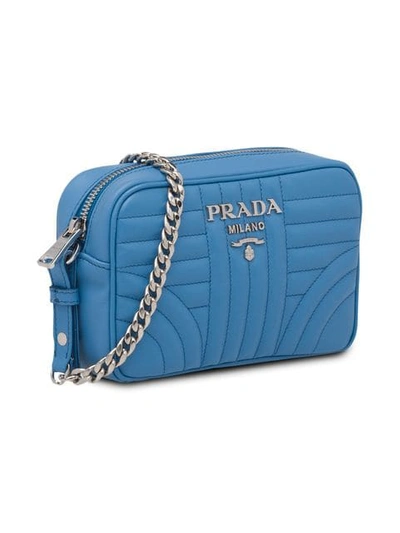 Shop Prada Diagramme Leather Cross-body Bag In Blue
