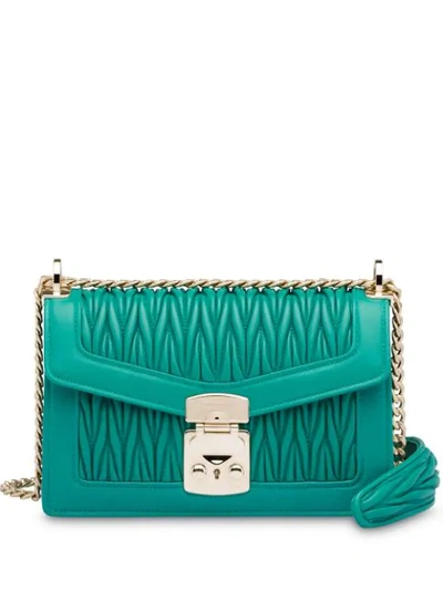 Shop Miu Miu Miu Confidential Shoulder Bag In Green