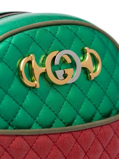 Shop Gucci Red And Green Trapuntata Quilted Metallic Leather Cross Body Bag In Gold
