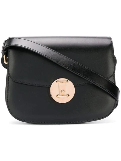 Shop Calvin Klein 205w39nyc Small Round Lock Shoulder Bag In Black