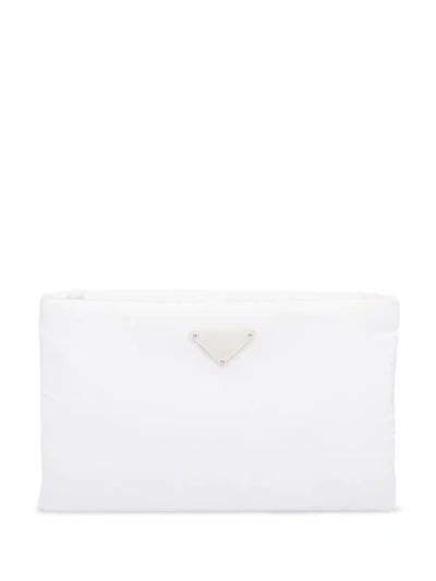 Shop Prada Padded Clutch Bag In F0009 White