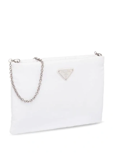 Shop Prada Padded Clutch Bag In F0009 White