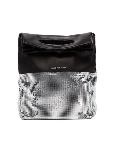 Shop Rabanne Black And Silver Folding Leather Clutch Bag In Black ,metallic