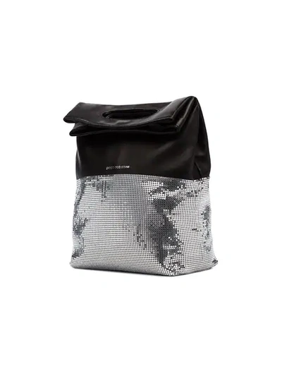 Shop Rabanne Black And Silver Folding Leather Clutch Bag In Black ,metallic