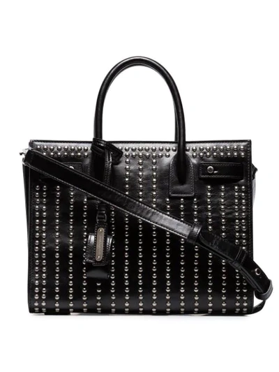 Shop Saint Laurent Black Sac De Jour Baby Stud Embellished Leather Tote