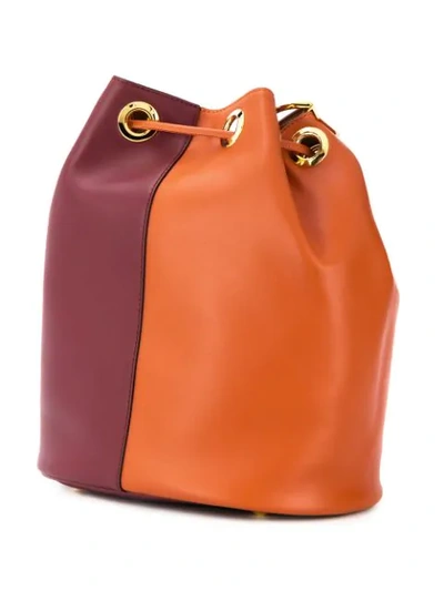 Shop Marni Earring Two-tone Bag In Orange