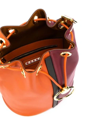 Shop Marni Earring Two-tone Bag In Orange