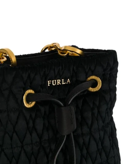 Shop Furla Quilted Bucket Bag In Black