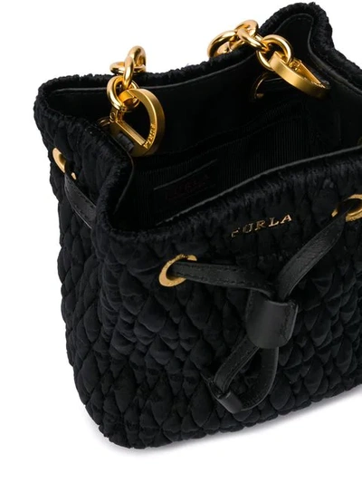 Shop Furla Quilted Bucket Bag In Black