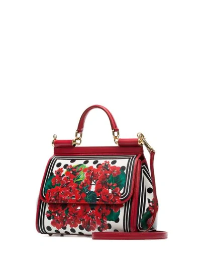 Shop Dolce & Gabbana Medium Sicily Floral Tote In Red