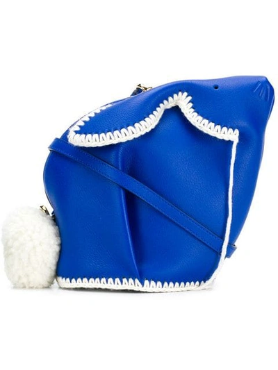 Shop Loewe Bunny Macrame Mini Bag In Blue