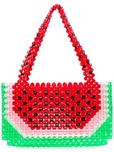 Shop Susan Alexandra Watermelon Beaded Bag In Red