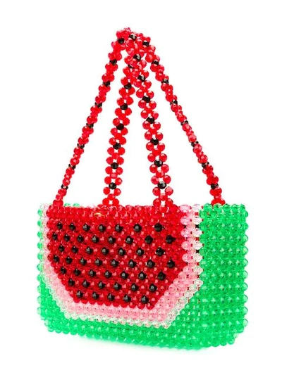 Shop Susan Alexandra Watermelon Beaded Bag In Red