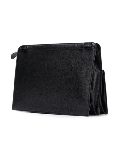 Shop Thom Browne Pebbled Lady Folio Bag In Black