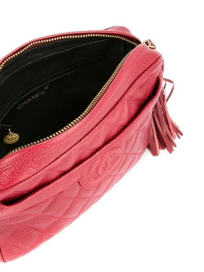 Pre-owned Chanel 1991-1994  Quilted Fringe Chain Shoulder Bag In Red