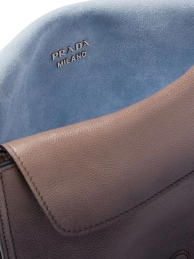 Shop Prada Etiquette Leather Bag - Grey
