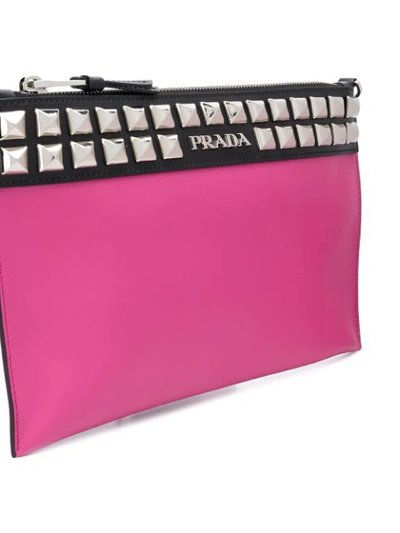 Shop Prada City Studded Clutch - Pink
